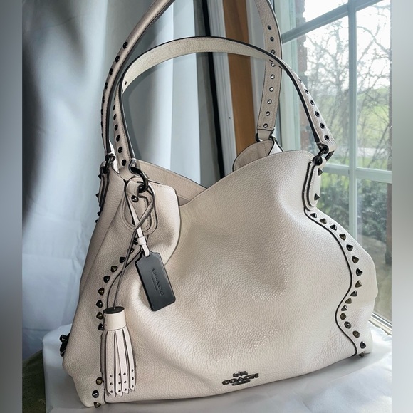 Coach Handbags - Coach Edie 31 Bandana Rivets Shoulder Bag Chalk White Pebble Leather